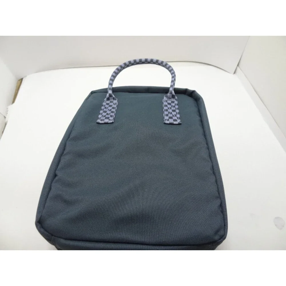 Fit & Fresh Lunch Tote Bag Grey Blue Checkered Handle 10x5x8.5 New
